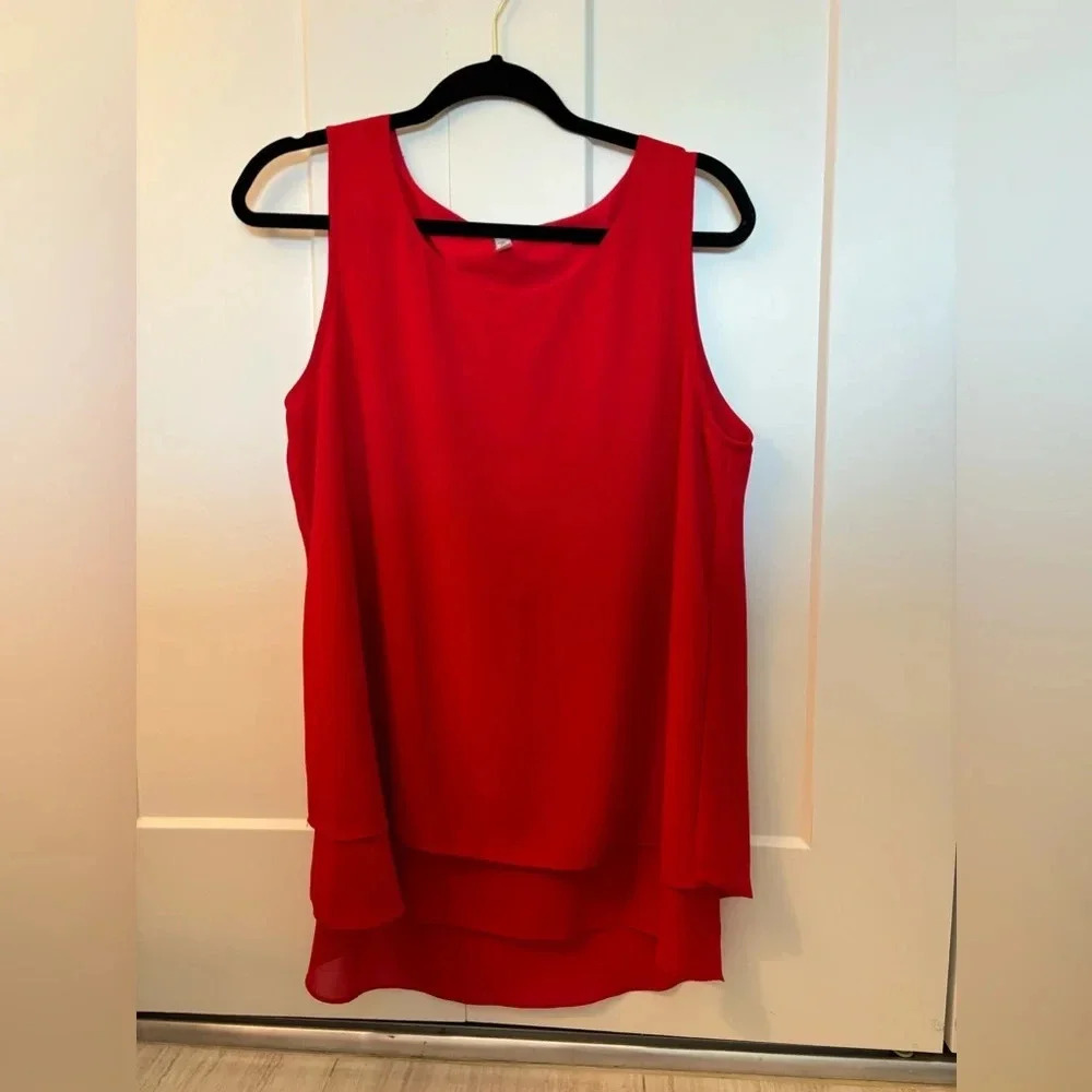 Jouica Women's Sleeveless Chiffon Tank Top Double Layers Casual Blouse Tunic Lg